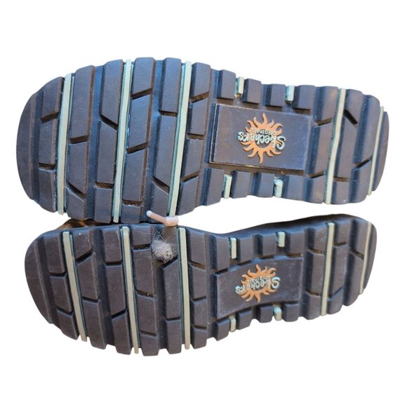 Skechers Originals Women's 5.5 Brown Leather Boots Faux Fur Side Zip Lace Ups - Picture 5 of 6